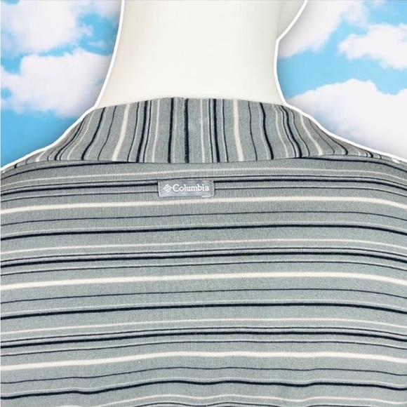 ❤️ COLUMBIA Modal Lycra Blend Three-Quarter Sleeve V-neck Striped Soft Tee Retro - Picture 7 of 11